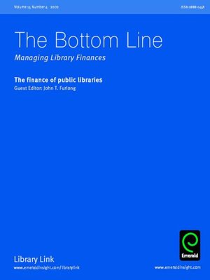 cover image of The Bottom Line: Managing Library Finances, Volume 15, Issue 4